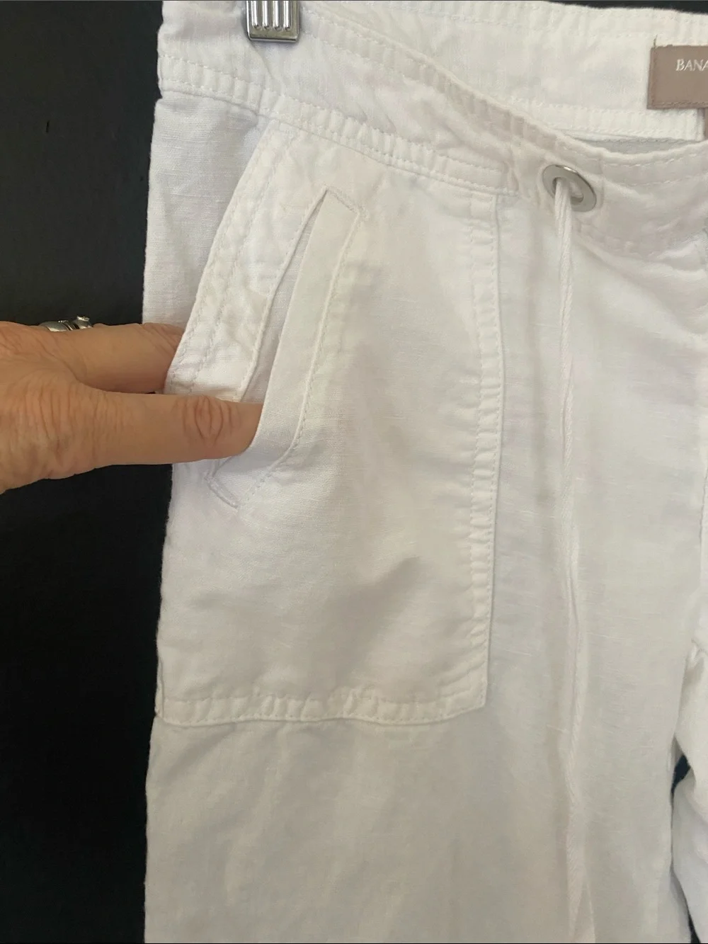 Banana Republic Martin Fit Size 6P White Linen Utility Pants